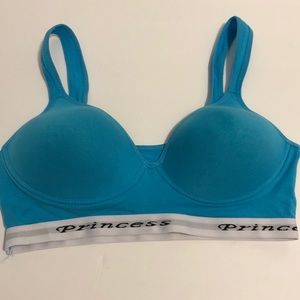 Princess Teal Blue Sports Bra, NWOT, Sz 38D